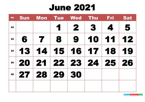 June 11 2021 Calendar